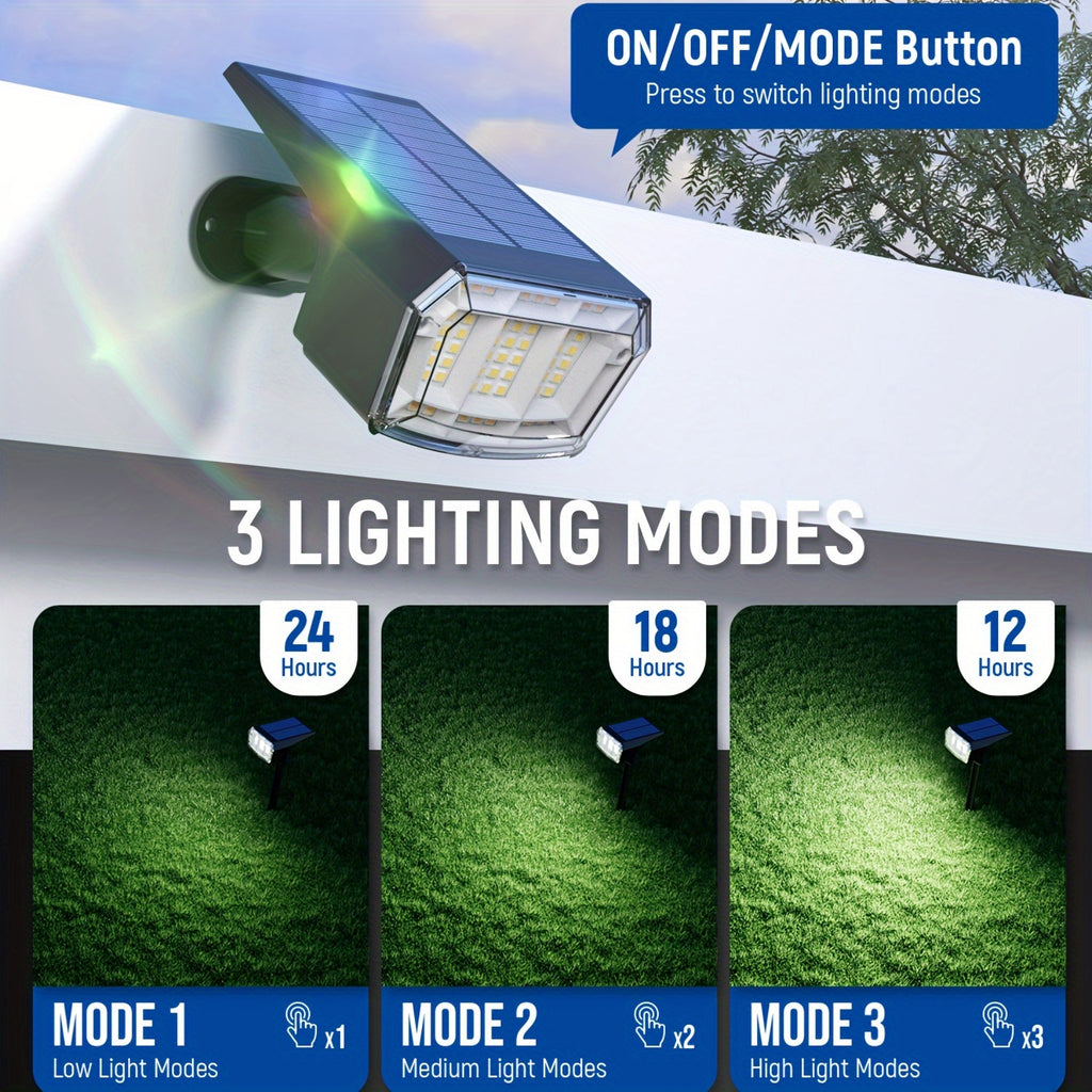 4/6-pack outdoor solar spotlight, IP65 protection rating, 63 LED beads, 3 lighting modes, total brightness 780 lumens, suitable for courtyards, gardens, houses, garages and pathway lighting