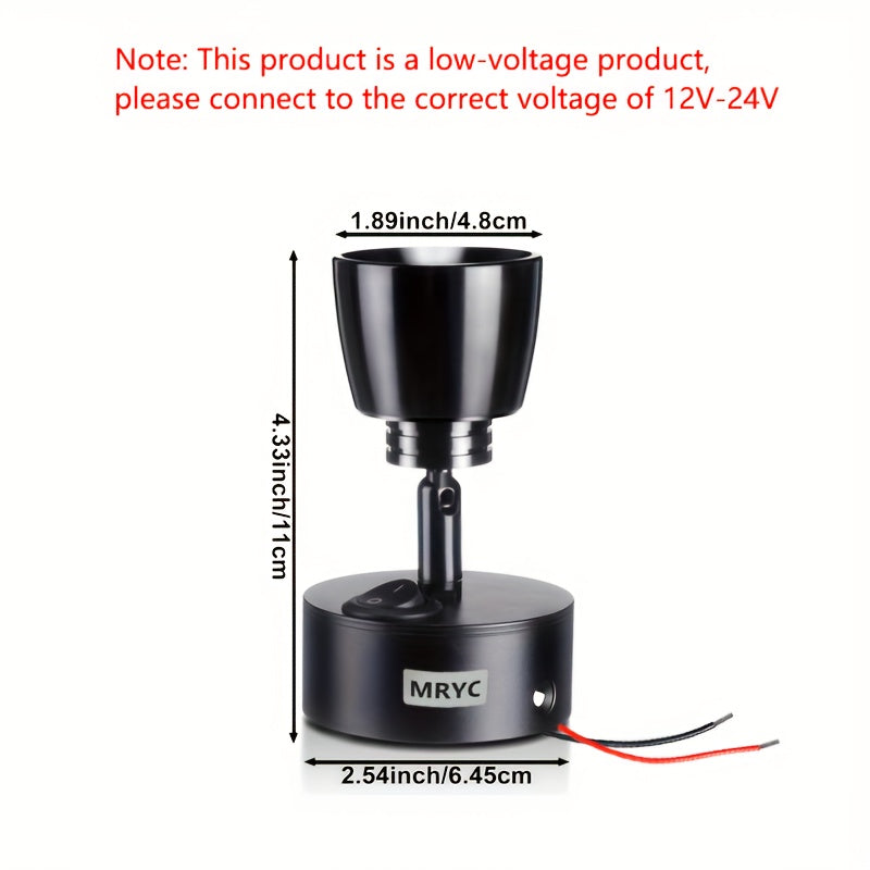 2pcs RV reading light rotatable LED spotlight, 3W with push button switch, suitable for camper van, station wagon, marine yacht interior lighting fixture, 3W bedside reading light, DC12-24V