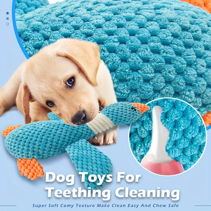 狗狗发声玩具 蓝色大雁 - 小 / 中 / 大型犬耐用磨牙玩具，幼犬出牙期洁齿玩具，解闷互动宠物玩具，安全柔软狗狗玩具，用于口腔护理与益智互动的磨牙玩具