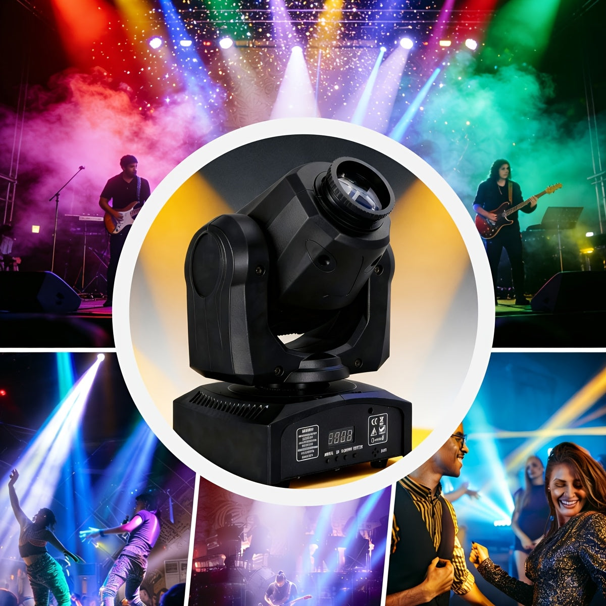 60W stage lighting moving head light, suitable for DMX512 interface, 8 gobos, 8 colors, sound control, 11 channels, 270° tilt, 540° pan, compact DJ light, suitable for weddings, disco, parties, club stage performances