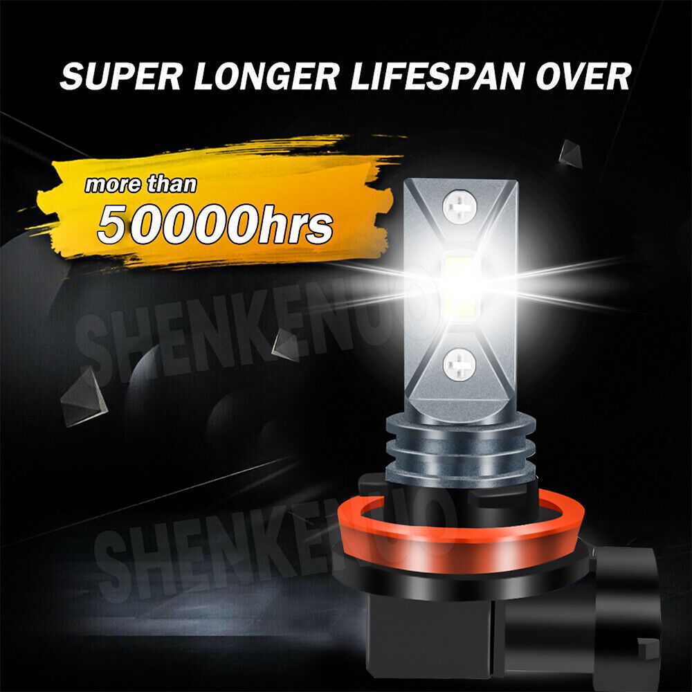 2-Pack H11 LED Headlights Super Bright Bulb Set 6000K White Light 8000LM High/Low Beam, No Battery Included