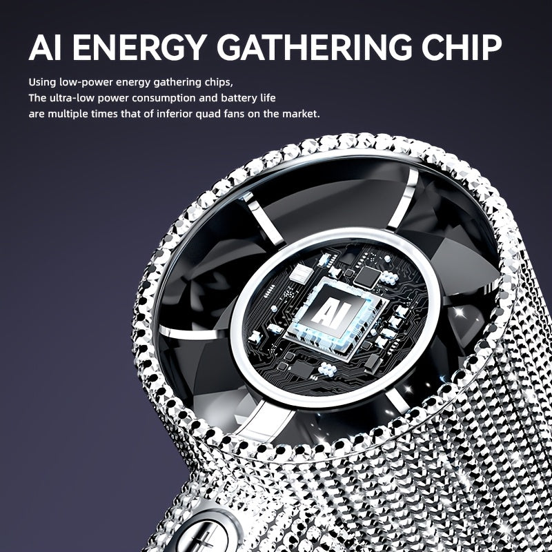 Diamond Style Handheld Mini Fan, Exquisite Design Long Lasting Battery Life
