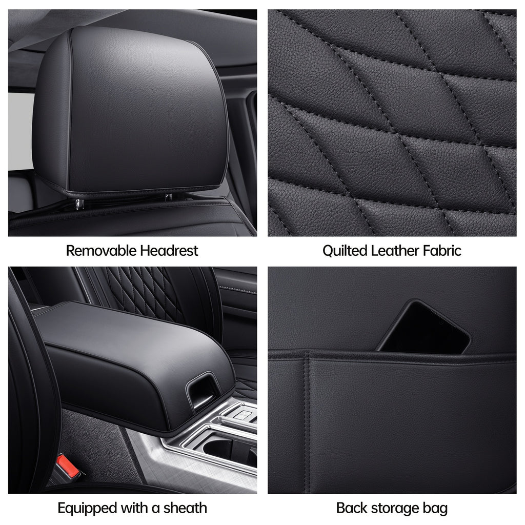 Full Coverage Seat Covers for 2015-2025 Ford F150 and 2017-2025 Ford F250/F350/F450, Made of Waterproof PU Leather