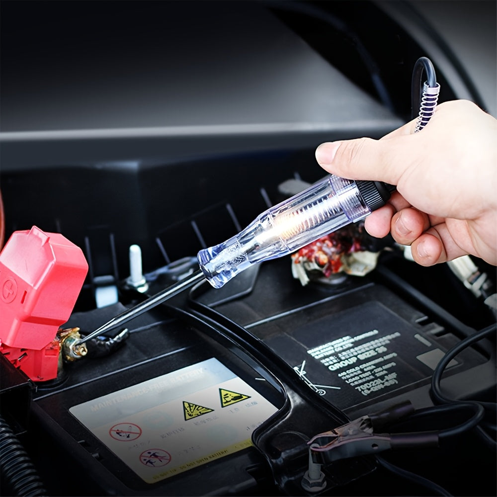 1 Car Truck Motorcycle Circuit Tester, DC 6V 12V 24V Probe Light System Test - Auto Current & Voltage Test Pen, Electrical Tester with Long Probe Pen & Bulb Display - Compact Design & Clip for Easy Use - Great for Auto & Motorcycle