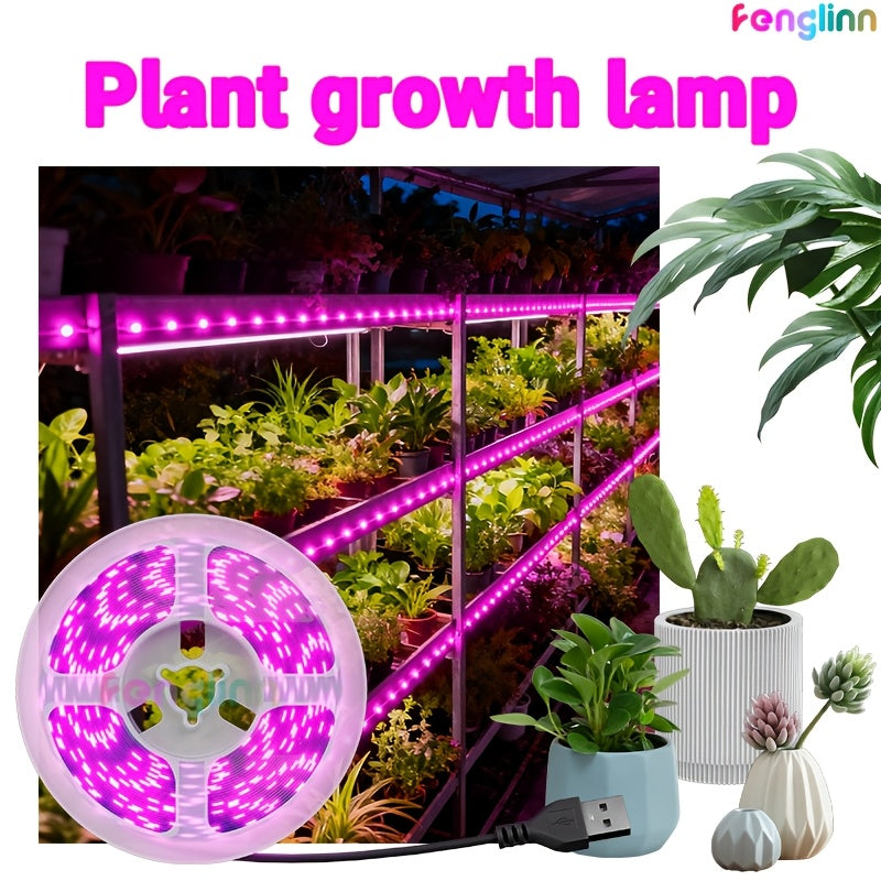 Indoor Full Spectrum LED Plant Grow Light Strip, Pink Purple, 5V USB Powered