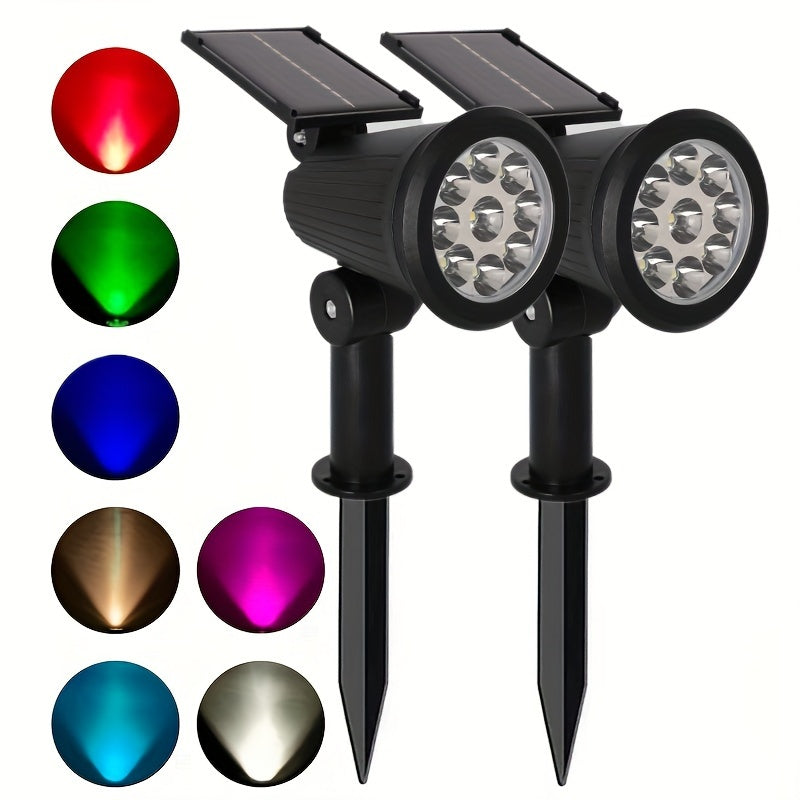 1 件节能太阳能 9LED 景观聚光灯 - 多功能花园气氛灯，带可调式桩，水晶装饰，适合户外装饰，非常适合庭院、阳台、草坪、通道、别墅、游乐场和万圣节、太阳能花园装饰