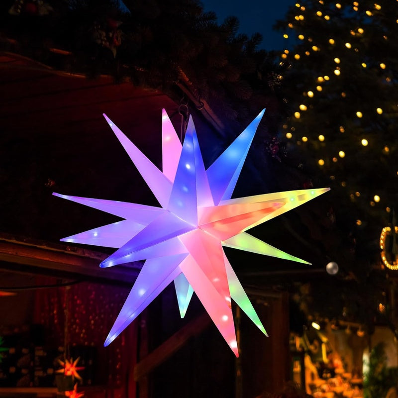 1/2-Pack 3D Star Pendant Light – Modern White Paper Lantern Hanging Light, Suitable for Bedroom, Party, Wedding Decoration – Wedding, Room Atmosphere Creation – Easy-to-Hang Design