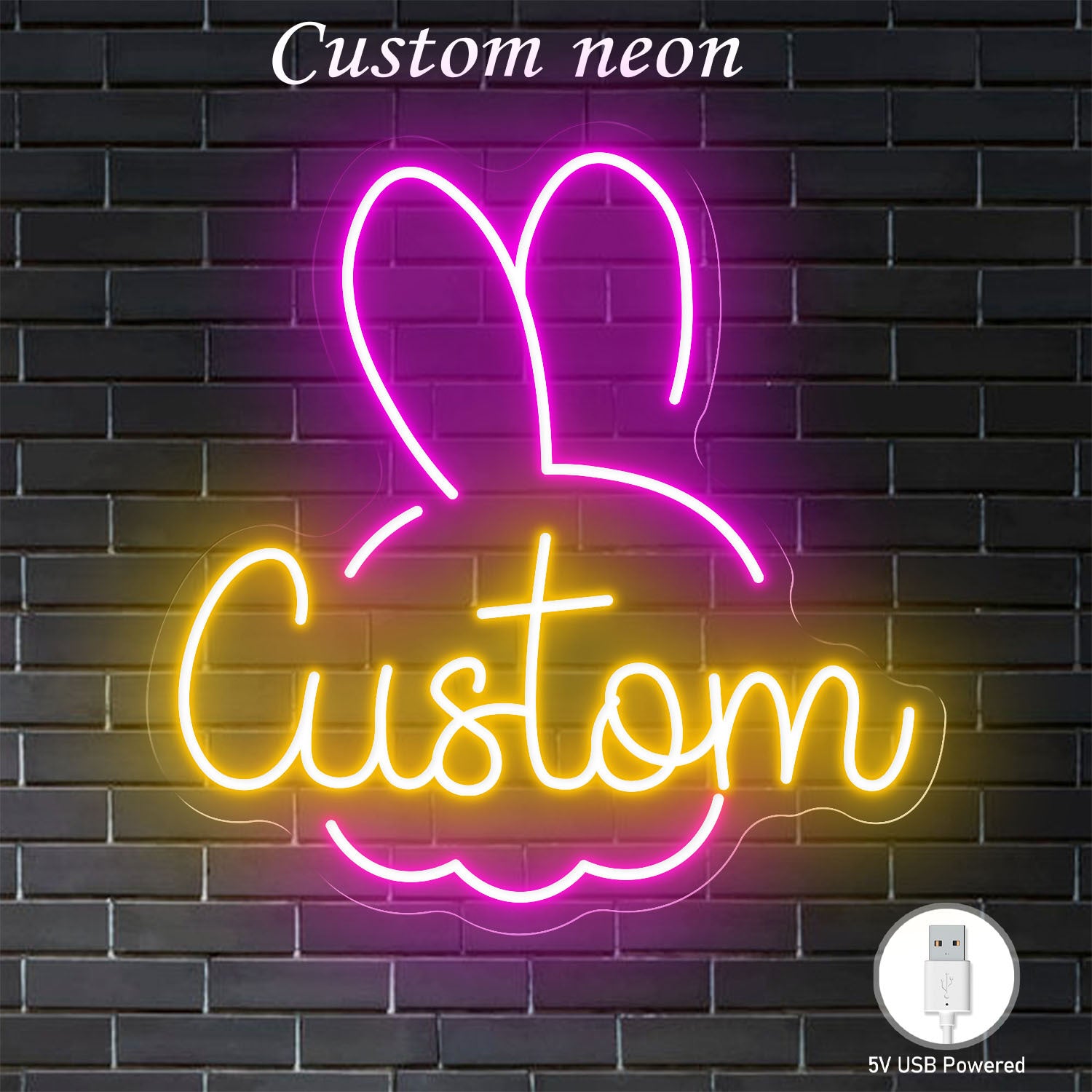 12-20 inch neon sign - personalized text, USB-LED adjustable brightness and color, wall-mounted tube design, suitable for home, bar, party decoration - birthday/wedding/anniversary gift