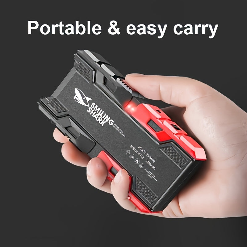1pc Smiling Shark Flat LED Flashlight with Power Bank, Rechargeable Spotlight Flash Light Combines Double LED Light, Small Torch Light, Portable ABS Torchlight, USB Type-C Flashlights with Li-ion Battery for Camping, Outdoor Emergency
