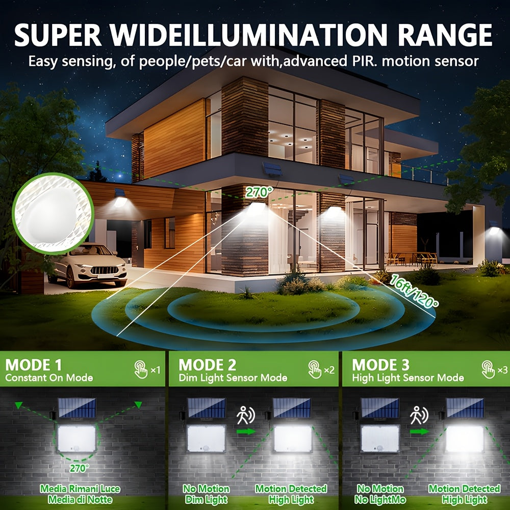 400 LED Solar Outdoor Light with Light Sensor, Remote Control, Separate Light Sensor Panel, 16.4 ft Cable, Dusk to Dawn Lighting, Security Solar Floodlight, Suitable for Outdoor Porch, Yard, Shed, Wall, Christmas Gift, Father's Day Gift
