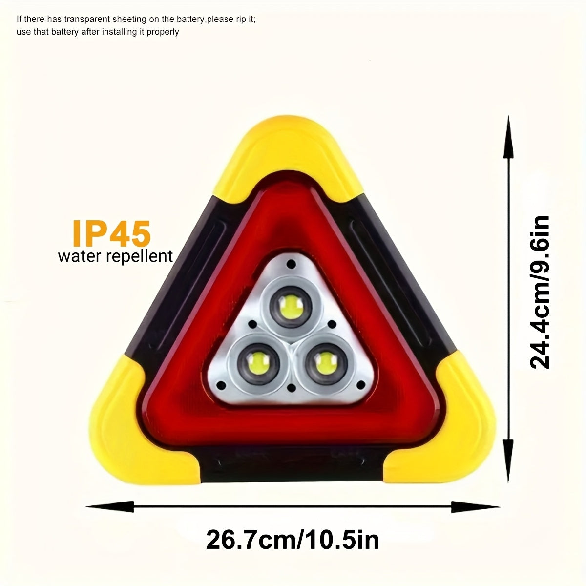 1 Solar-Powered Triangular Emergency Signal Flashlight with Adjustable Handle, Rechargeable 5-Mode Flashlight, High-Visibility Emergency Sign, Ideal for Camping, Hiking, Roadside Accidents & General Emergencies (Batteries Included), IP45