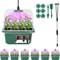 6 Cells/72 Holes Seedling Tray Kit with Timer, Self-Watering Seedling Tool Set with Grow Light, Plant Germination Tray with Lid, Heightened Cover for Greenhouse Sowing Cultivation