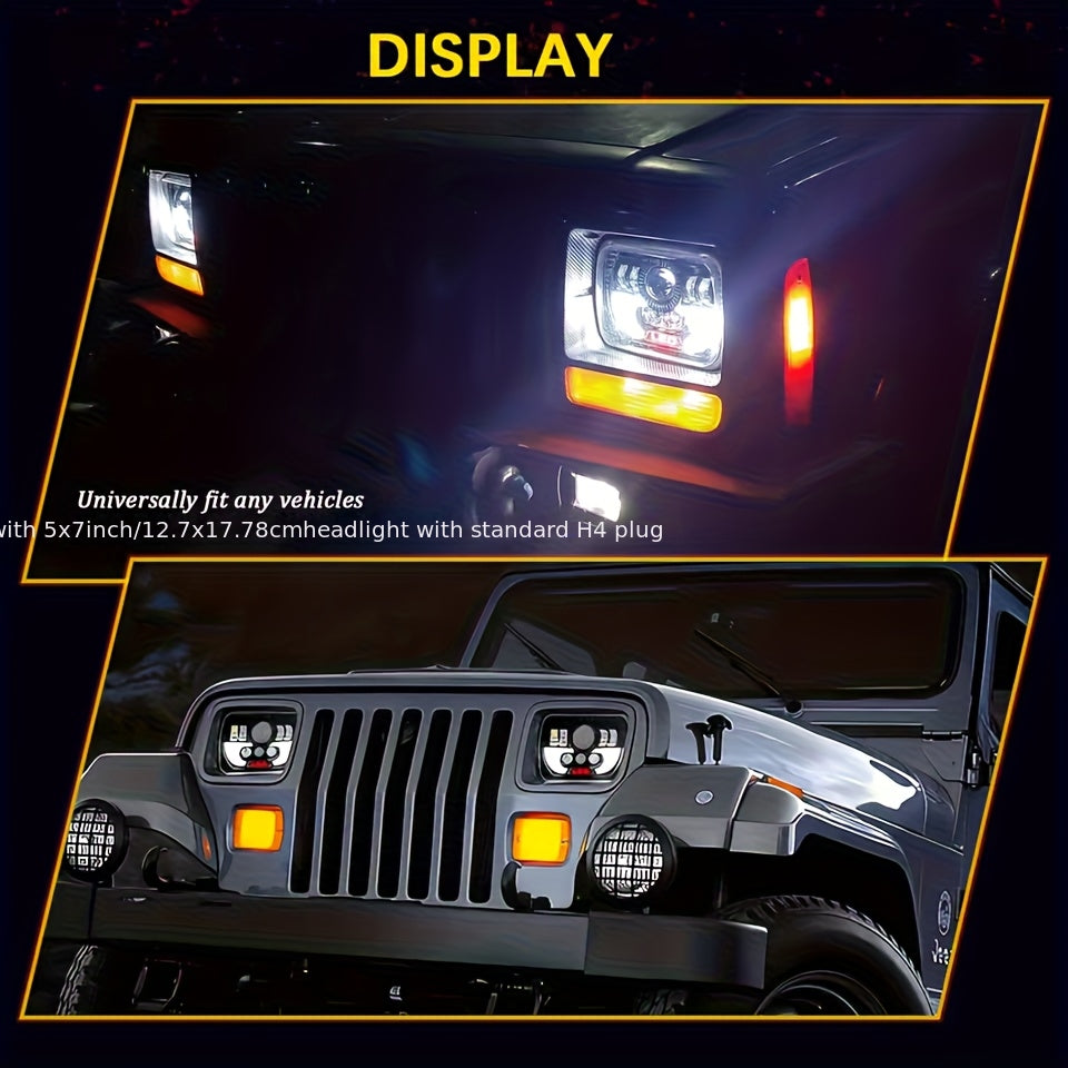7X6 LED Headlight for Cars, 7-Inch Square Design, 6000K Brightness, Suitable for Daytime Use, High/Low Beam Selectable, Compatible with 4X4 Cherokee XJ and SUVs, 12V or 24V Power Supply