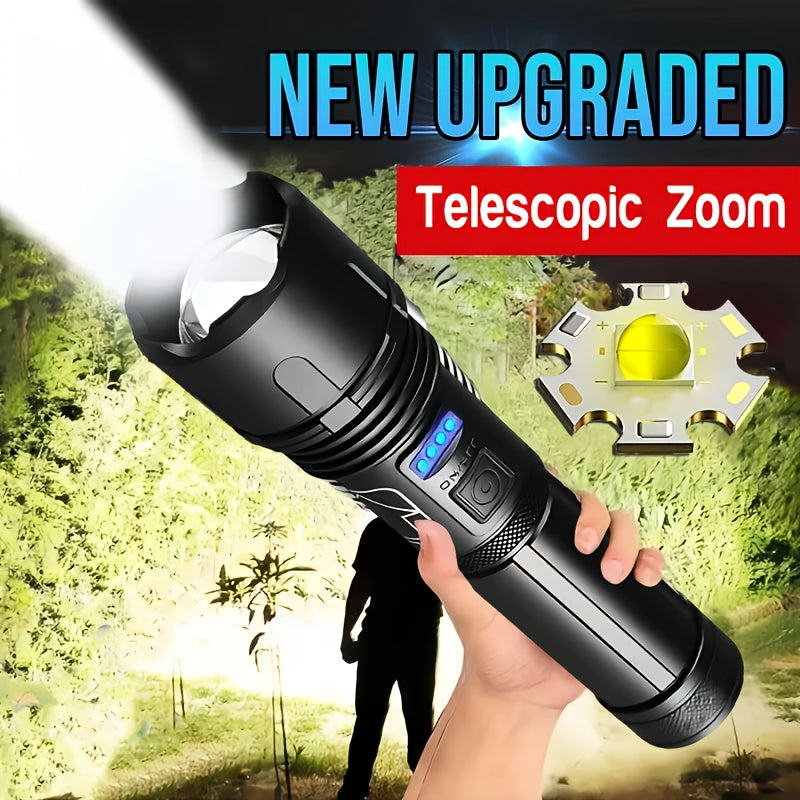 Ultra Bright Long Range Flashlight, Tactical Light, Rechargeable Zoom Flashlight, Camping Light, Emergency Flashlight