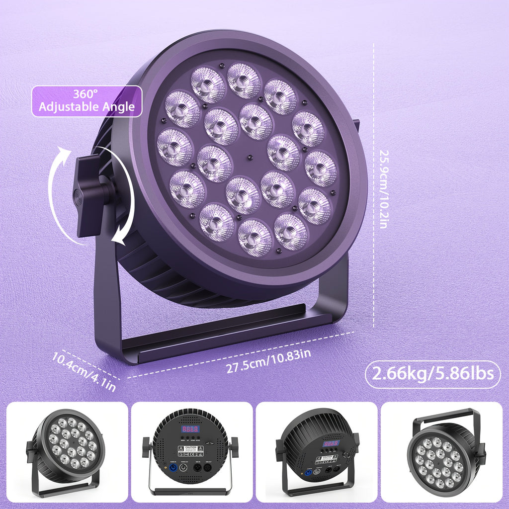 200W aluminum fanless silent stage light | 4-in-1 RGBW LED Par light with dynamic iris, DMX512/auto/sound activation Par cover, suitable for events, weddings, bars, parties, stages, Christmas LED lights