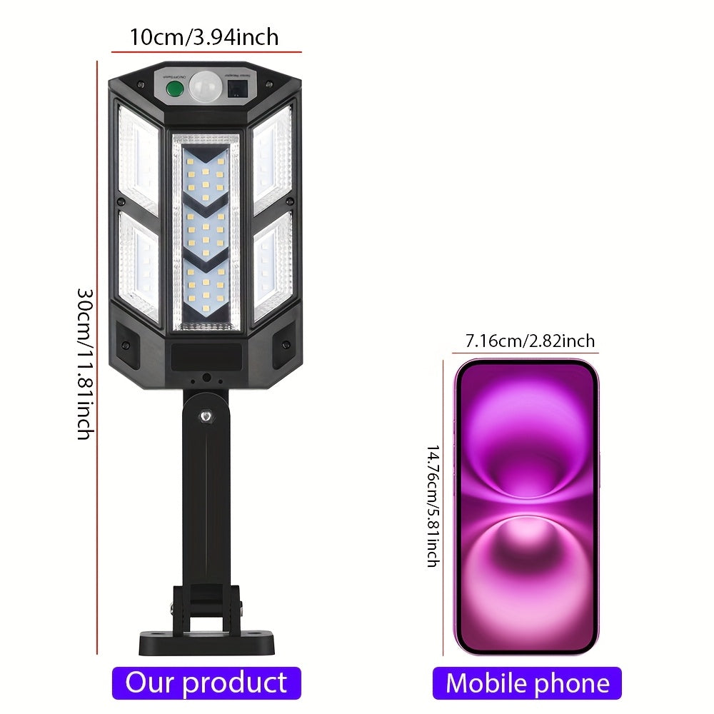 1 Pack 6500K Super Bright LED Solar Wall Light, Motion Sensor, 3 Lighting Modes, Outdoor Garden Security Street Courtyard Light with Battery