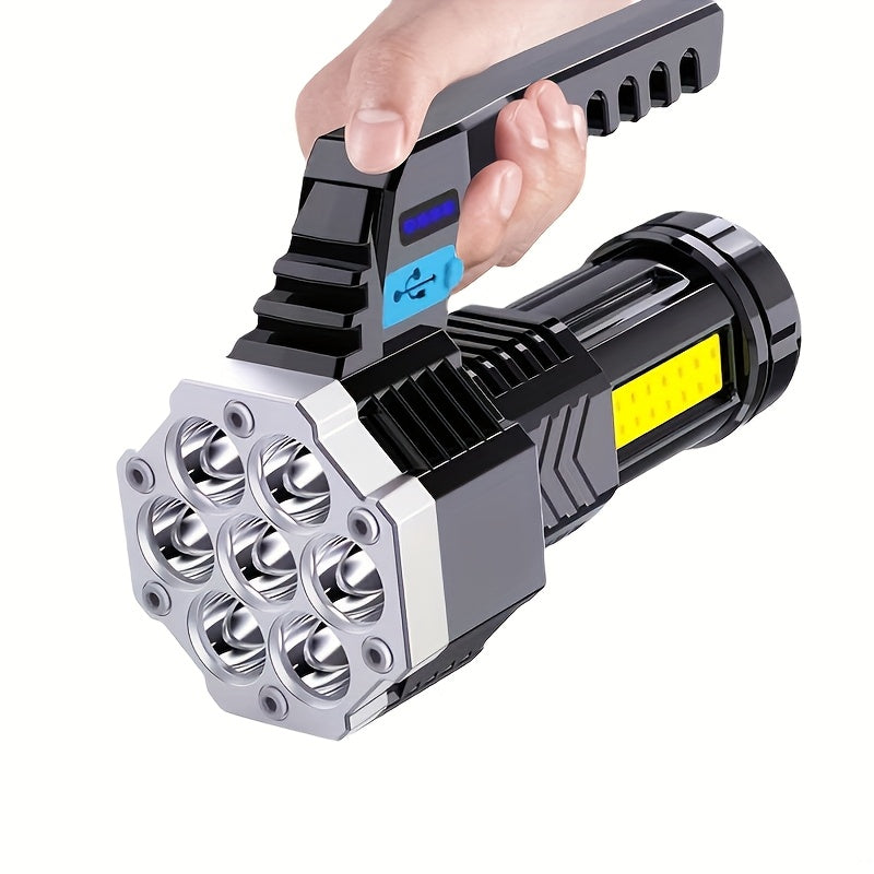 7LED Multi-Functional Portable Light, COB Side Light, USB Rechargeable with Battery Level Indicator, Portable Flashlight, Ideal for Camping, Fishing, Hiking & Repair Lighting
