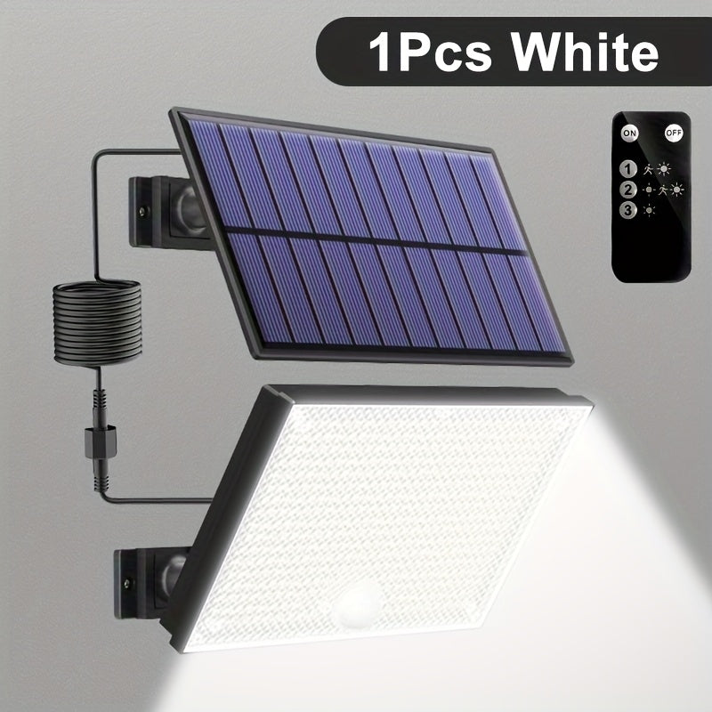 400 LED Solar Outdoor Light with Light Sensor, Remote Control, Separate Light Sensor Panel, 16.4 ft Cable, Dusk to Dawn Lighting, Security Solar Floodlight, Suitable for Outdoor Porch, Yard, Shed, Wall, Christmas Gift, Father's Day Gift