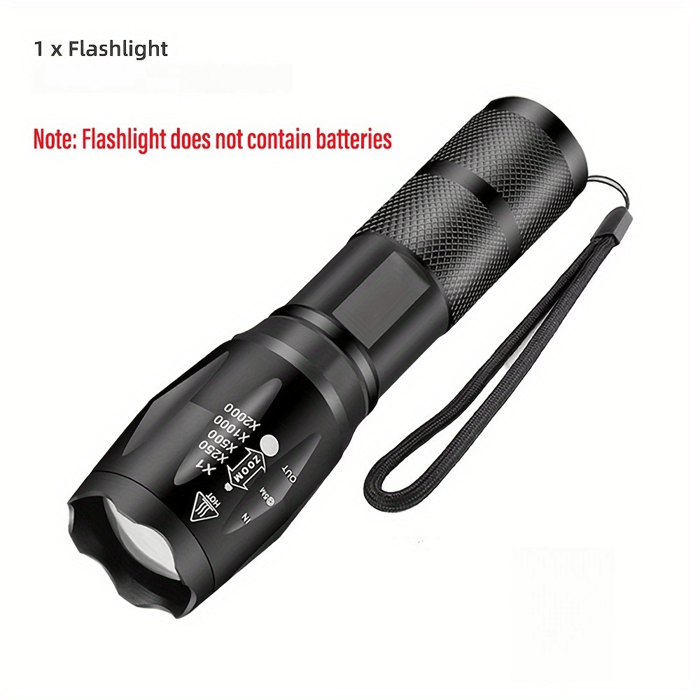 Durable Aluminum Alloy Portable Tactical LED Flashlight - 5 Adjustable Brightness Levels, Adjustable Beam, Perfect Gift for Campers (Batteries Not Included), Not Waterproof