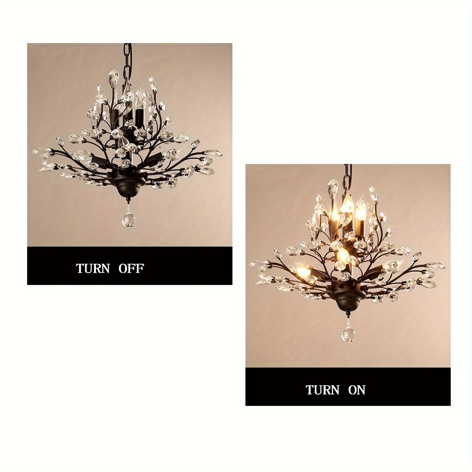 Enncll Elegant 7-Light Vintage Crystal Chandelier - Adjustable Black Metal Ceiling Light, Suitable for Living Room, Bedroom, Dining Room and Porch - E12 Socket (Bulb Not Included), Bedroom Ceiling Light Traditional Lighting Metal Construction