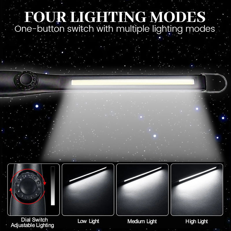 1/2Pcs Super Bright Handheld Work Light Rechargeable LED Flashlight Power Level Display Rotatable Dimmable Hands-Free COB Flashlight With Hook USB Charging for Fishing Hiking