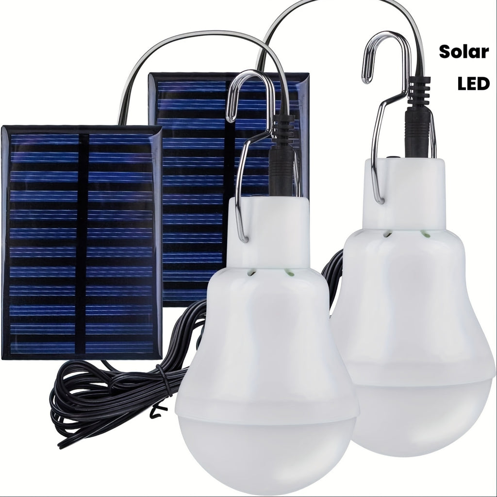 Solar LED outdoor bulb with solar panel - rechargeable energy-saving hanging garden and camping light