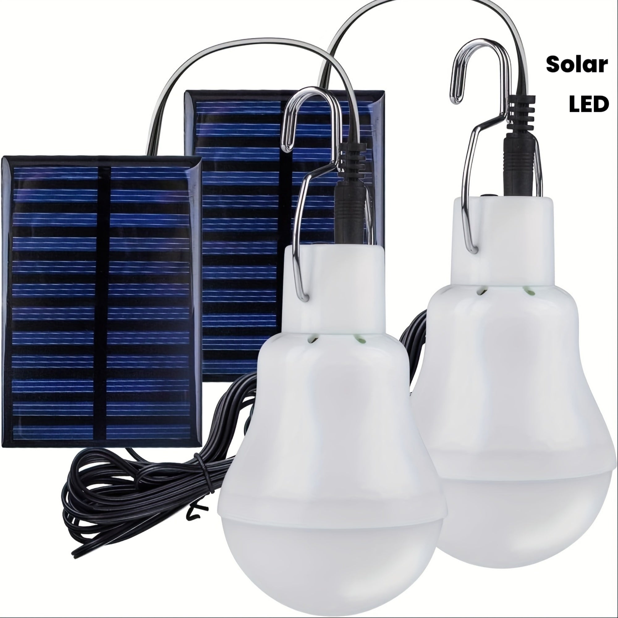 Solar LED outdoor bulb with solar panel - rechargeable energy-saving hanging garden and camping light