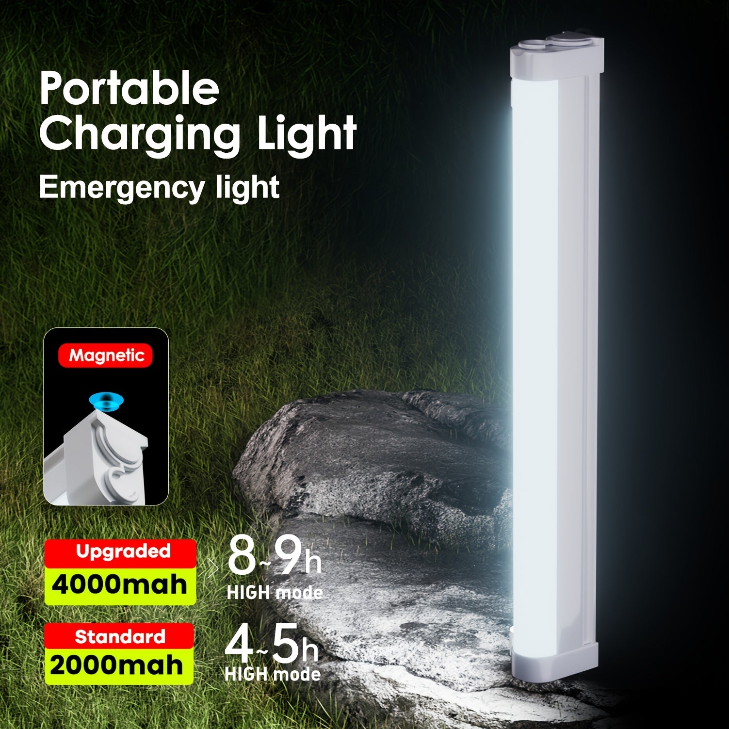 Rechargeable multi-functional light tube, large capacity battery, multiple dimming modes, stepless dimming, can be wall-mounted or handheld, suitable for indoor emergency, camping, stalls, car use, portable lighting, must-have for travel