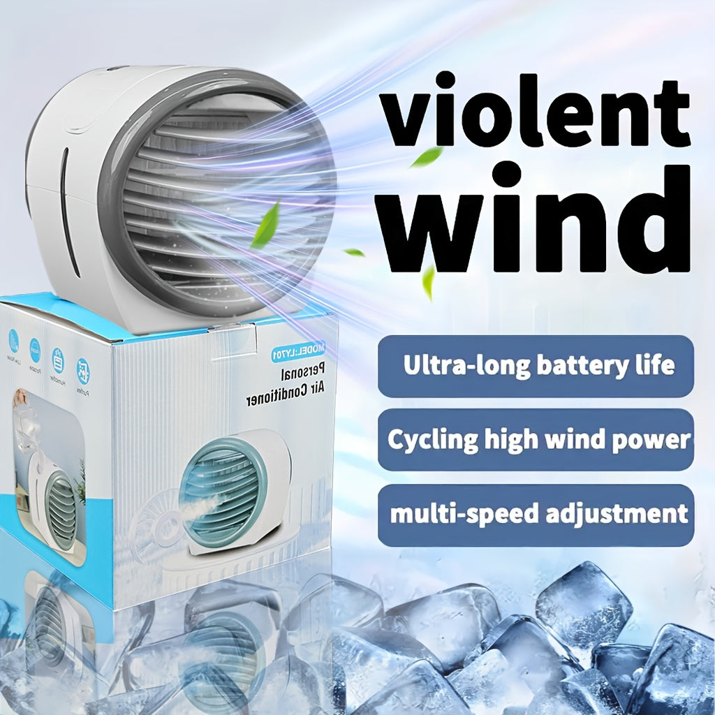 Portable Desktop Air Cooling Fan with Humidifier, USB Powered, 16.91oz Large Water Tank, 3-Speed Adjustable Wind, Adjustable Mist Output, Essential Cooling Device for Home and Office