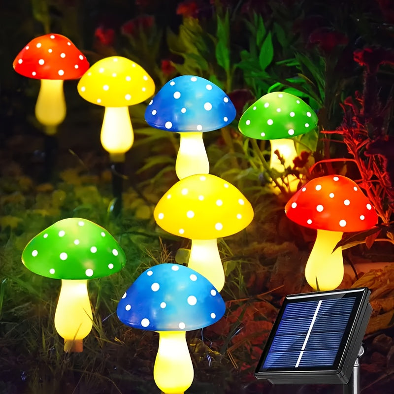 8个太阳能蘑菇花园灯，8种照明模式，IP44，塑料蘑菇桩灯，用于露台，花园，小径，墓地，圣诞节，感恩节，新年礼物，户外串灯，装饰你的院子
