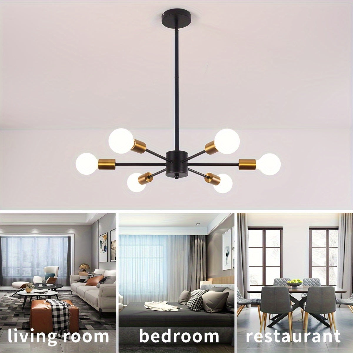 Enncll 10-Light Semi-Flush Mount Ceiling Light, Mid-Century Style, Black Ceiling Light, Modern Pendant Kitchen Light, Ceiling Light & Dining Room Light, Suitable for Bedroom, Entryway, Hallway, Living Room Modern Light