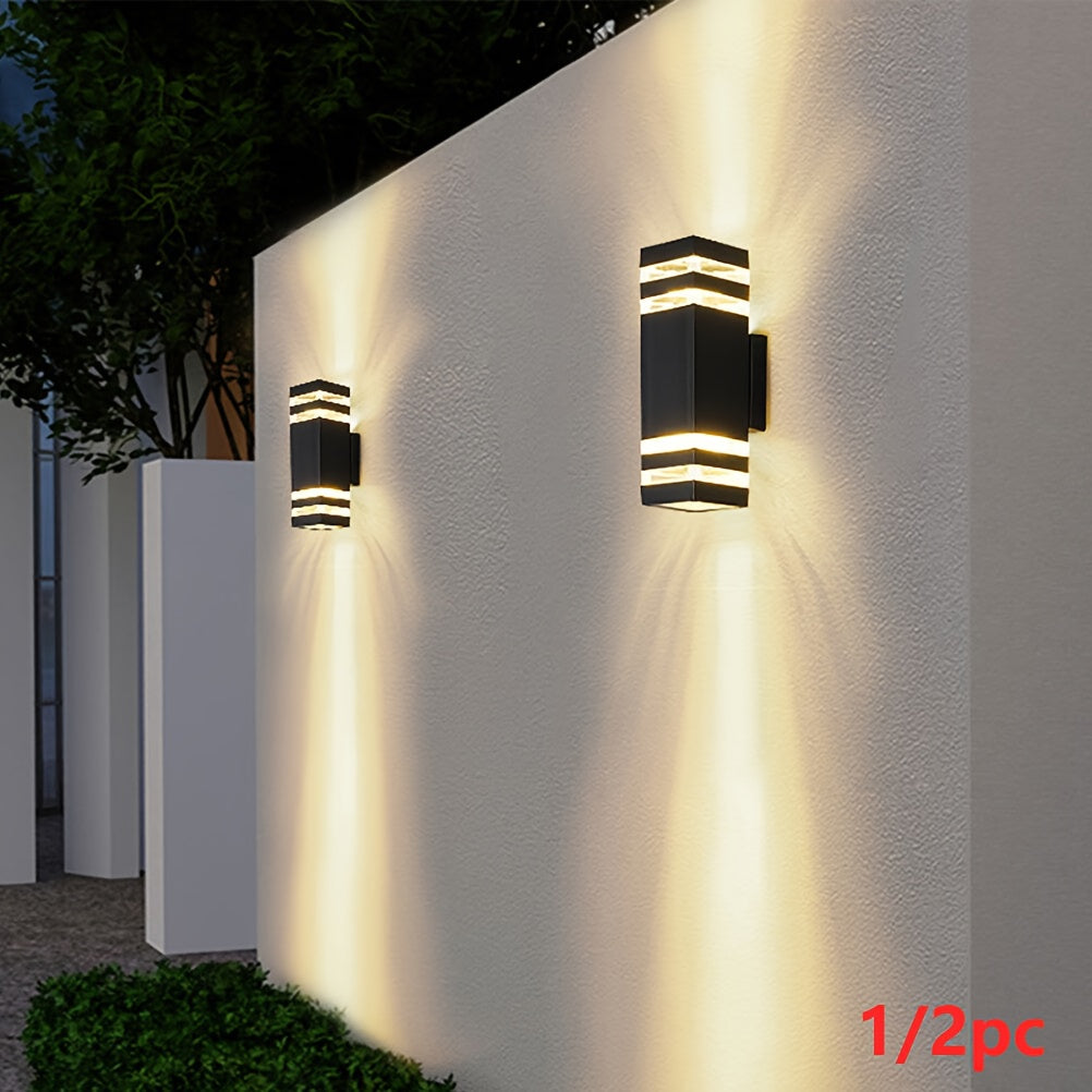 1/2-Piece, Modern E27 Socket Outdoor Wall Light, Outdoor Porch Light, Up and Down Lighting Exterior Fixture, Compact Wall Light Hallway Lighting Outdoor Light, Suitable for House, Garage, Patio, Villa, Garden (Bulb Not Included)