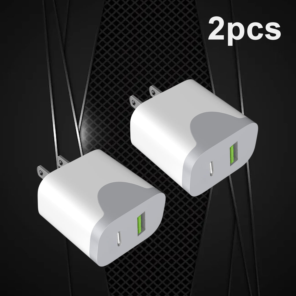 USB C Dual Port Wall Charger Block, for lPhone 16/ 15 Charger USB C Wall Charger Adapter +USB A Quick Charging Brick Plug