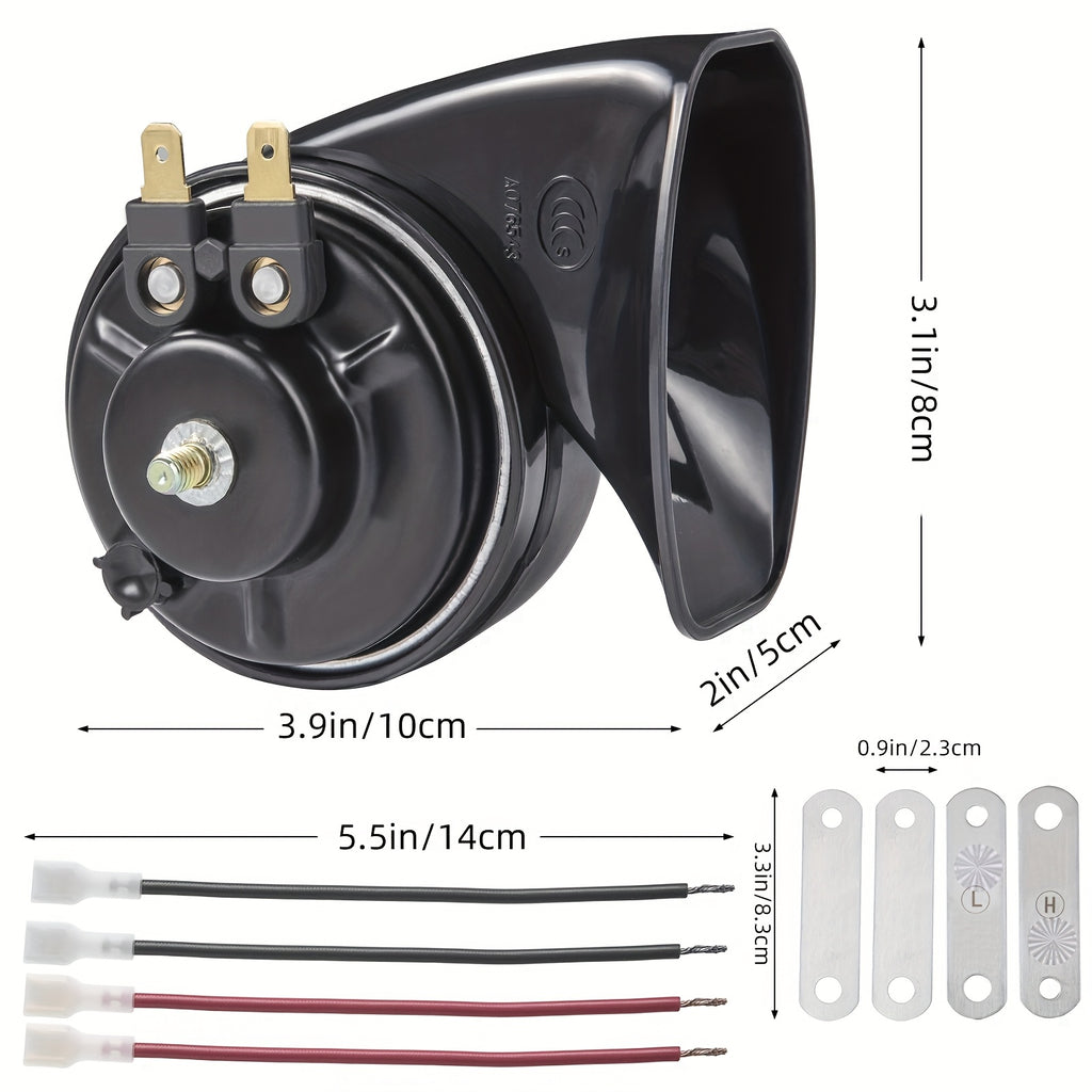 2 Car Alarms, 120dB Loudness, External Accessory Horn for Off-Road 12V Vehicles, High Tone Horn with ABS Engineering Plastic Shell, with Screw Bracket and Wire Clip, 4S Repair Part Installation
