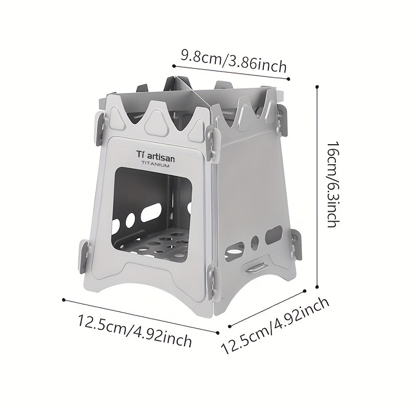 Tiartisan 1-Pack Pure Titanium Camping Stove, Detachable Portable Card Stove, Ultra-Light Multi-Functional Outdoor Survival Camping Stove with Stand (Holds Small Cookware When Assembled), Includes Storage Pouch