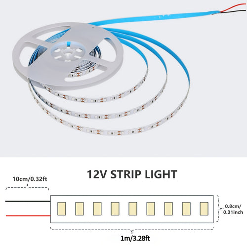 12V 软性灯带120Leds/m,用于厨房房间楼梯衣柜照明红/蓝/绿光，室内使用不防水（不包含12v电源）