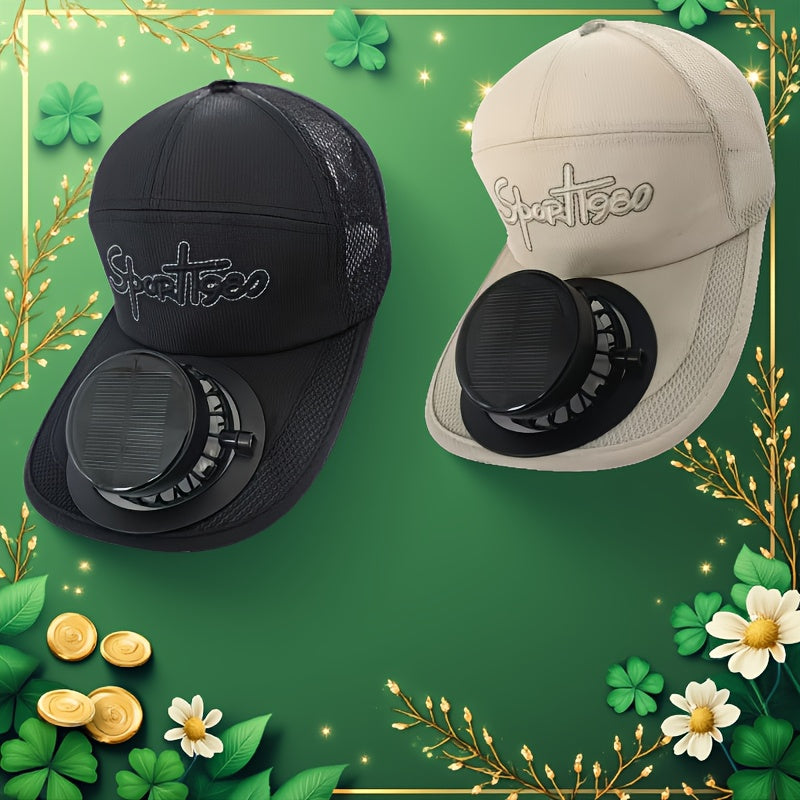 Solar Fan Baseball Cap, Hiking & Camping Hat, Adjustable Head Circumference for All Sizes, Solar + USB Multi-Charging Fan, New Design with Light Sensor Start, No Noise for More Comfort, 650mAh Large Capacity Lithium Battery for Longer Use