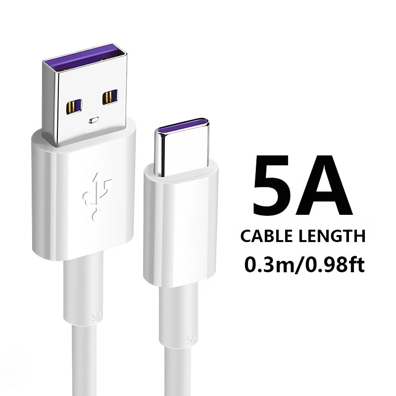 Fast Charging USB-Power Adapter Compatible for Samsung S20/S9/S8, Huawei P40/Mate 30, Xiaomi, for Redmi, for Oppo, for vivo Smartphones - Type-C to Type-C Fast Charger with PVC, Flat Data Cord