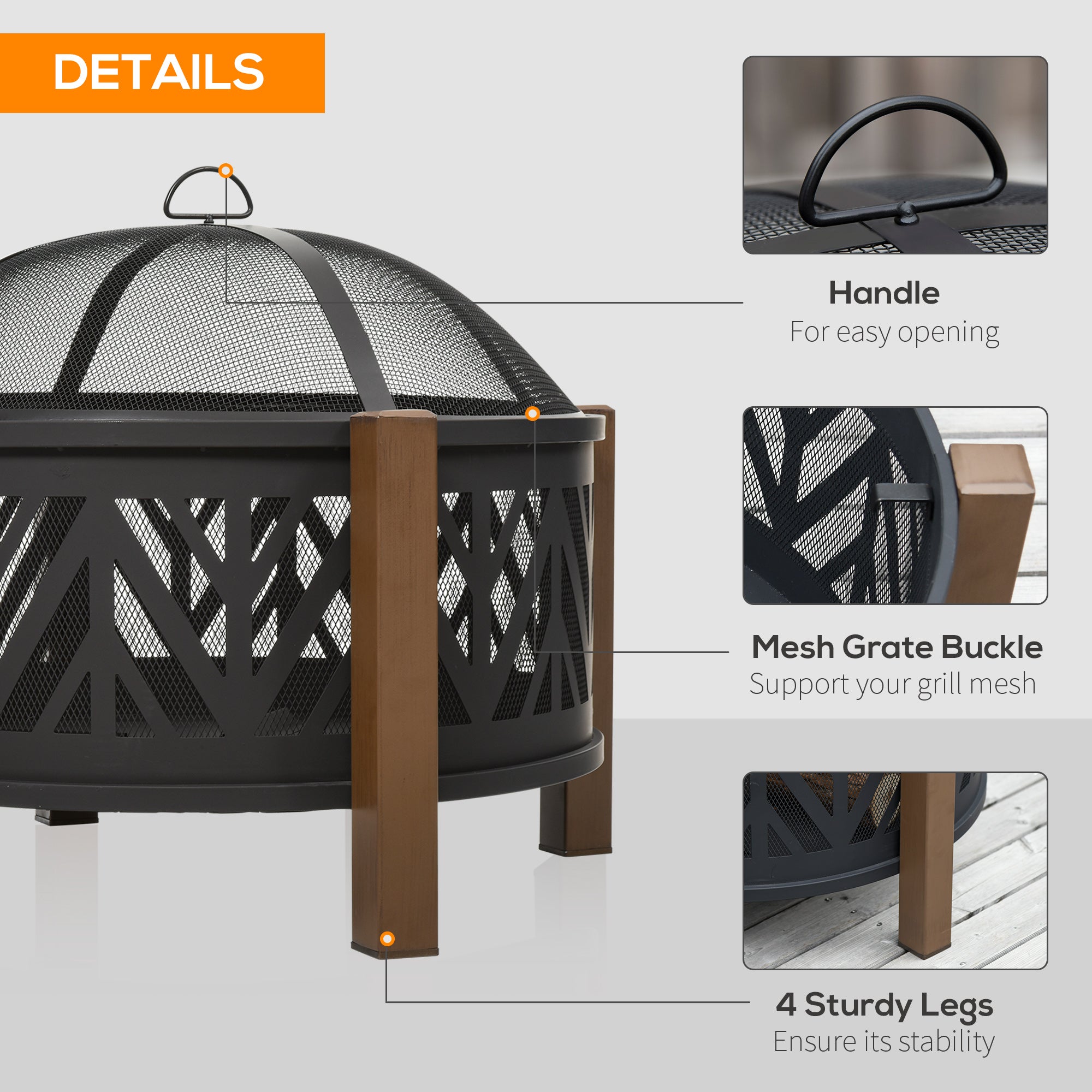 31-Inch Outdoor Stove, 2-in-1 Round Stove Cover with Lid, BBQ Grill, Backyard, Camping, Campfire, Wood Stove, Black