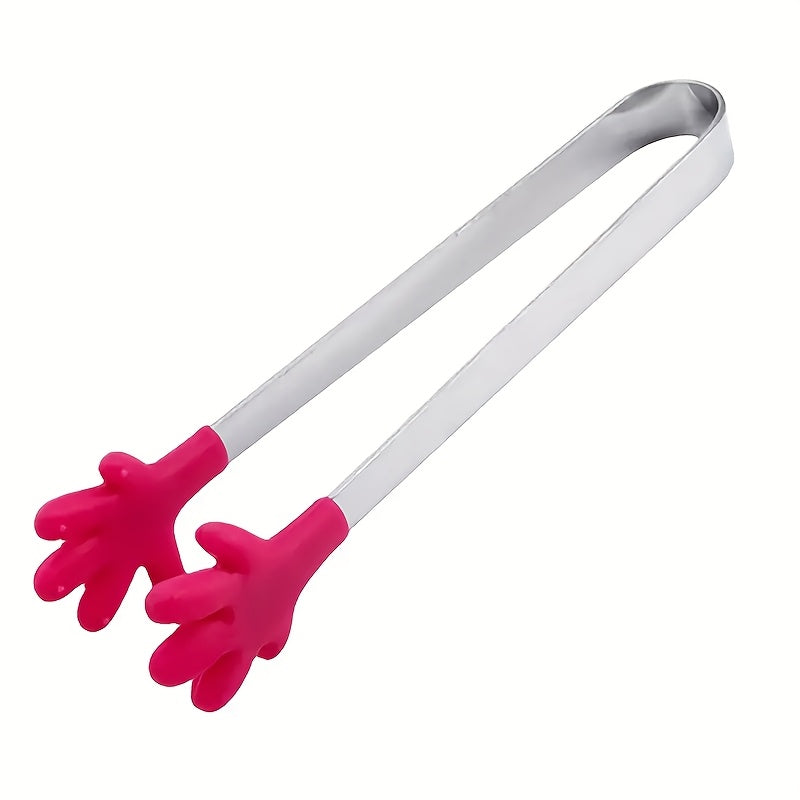 One Silicone Mini Tongs - 5-Inch Handle, Colorful Small Clips for Food, Ice Cubes, Fruit, Sugar, BBQ, Kitchen