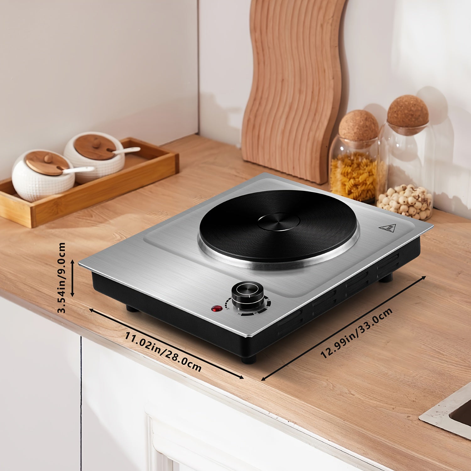 CUSIMAX Electric Hot Plate, Portable Double Burner Electric Stove, 1800W Cast Iron Double Cooktop, Compatible with All Types of Cookware, Stainless Steel