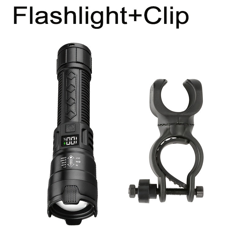IPX6 Waterproof Flashlight with Clip, Multifunctional All-in-One Light, Power Outage & Night Riding Lighting, Easy Installation & Use, Adjustable Brightness Levels, Rechargeable, Perfect for Events and Camping