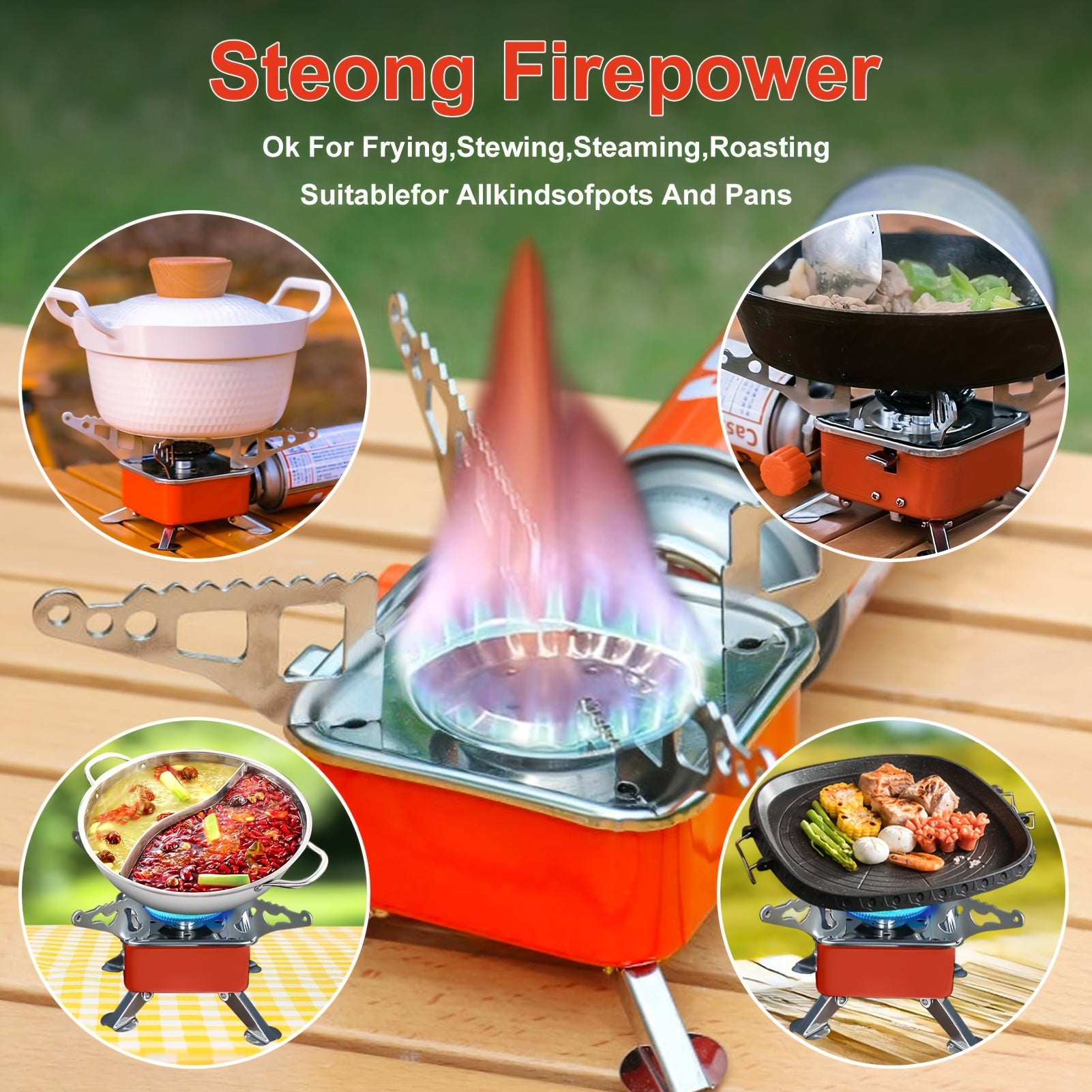 Portable Windproof Folding Stove - Lightweight & Compact Camping Stove with Adjustable Flame, Ideal for Backpacking, Hiking, Picnic & Home Emergency - Essential for Solo & Group Camping