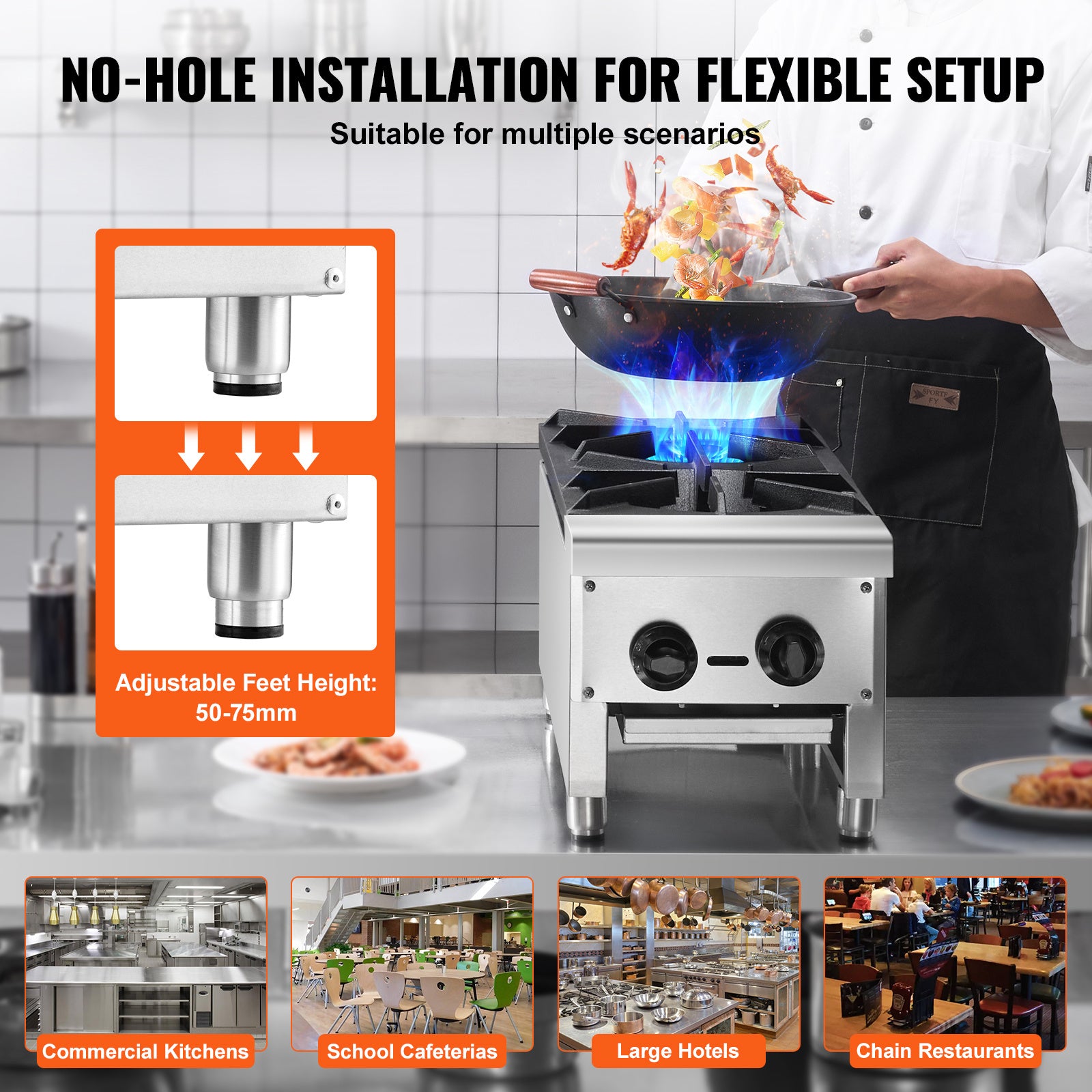 VEVOR Commercial Stove, 2-Burner Cooktop, Countertop Cooking Heating Plate, Kitchen Appliance
