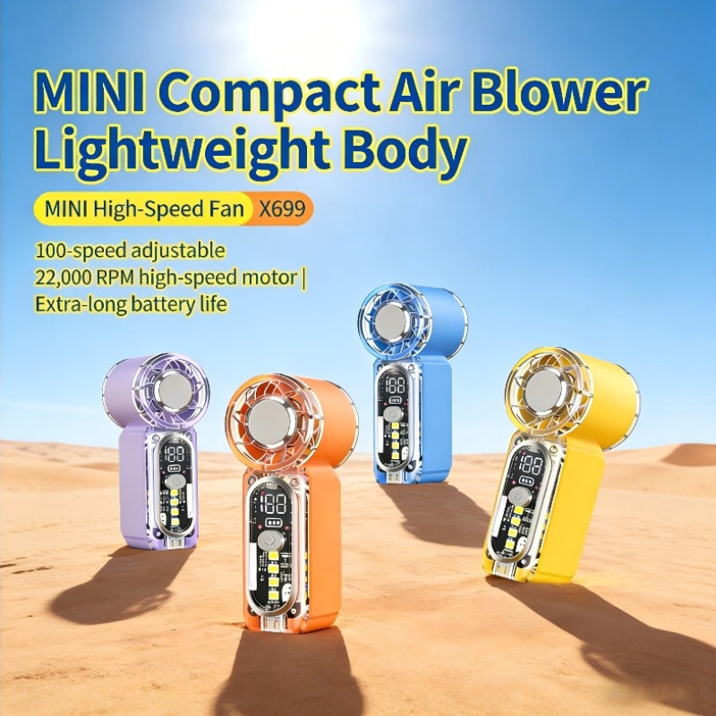 1800mAh Mini Portable Air Blower, Lightweight Design, High Speed & Strong Wind, 0-100 Gear Speed Adjustment, Low Noise, Pocket Portable Fan, Multiple Colors Available, Essential for Outdoor Camping & Daily Use