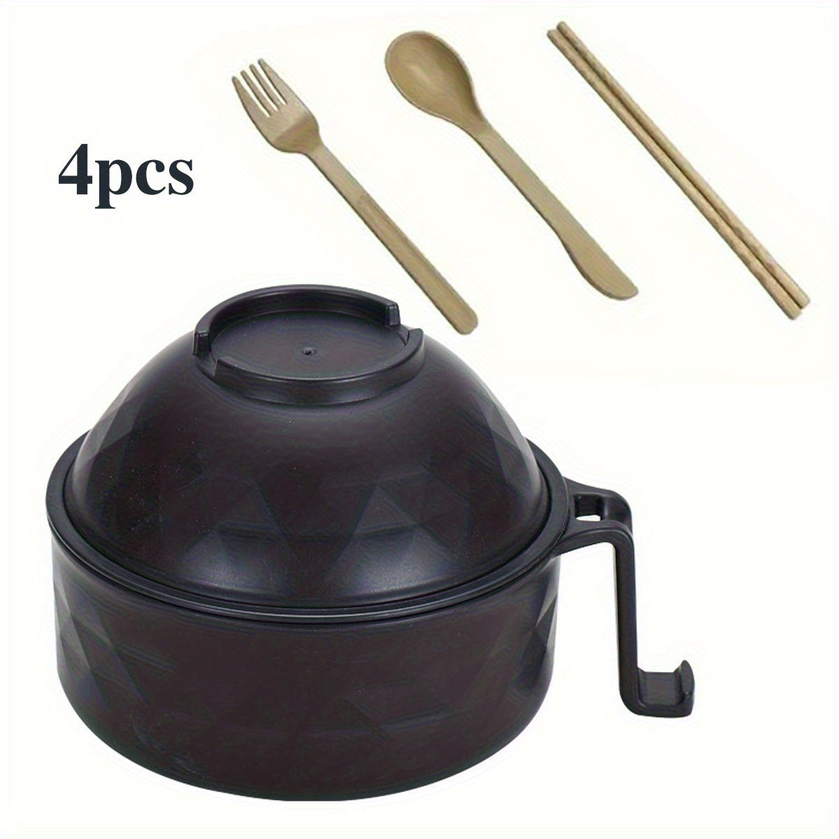 New Microwave-Safe Plastic Ramen Bowl Set – Instant Noodle Soup Cup with Chopsticks, Essential for Dorm Fast Food, Dishwasher Safe, Perfect for Home, Outdoor Picnics & Parties