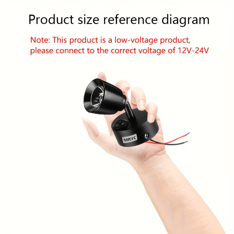 2pcs RV reading light rotatable LED spotlight, 3W with push button switch, suitable for camper van, station wagon, marine yacht interior lighting fixture, 3W bedside reading light, DC12-24V