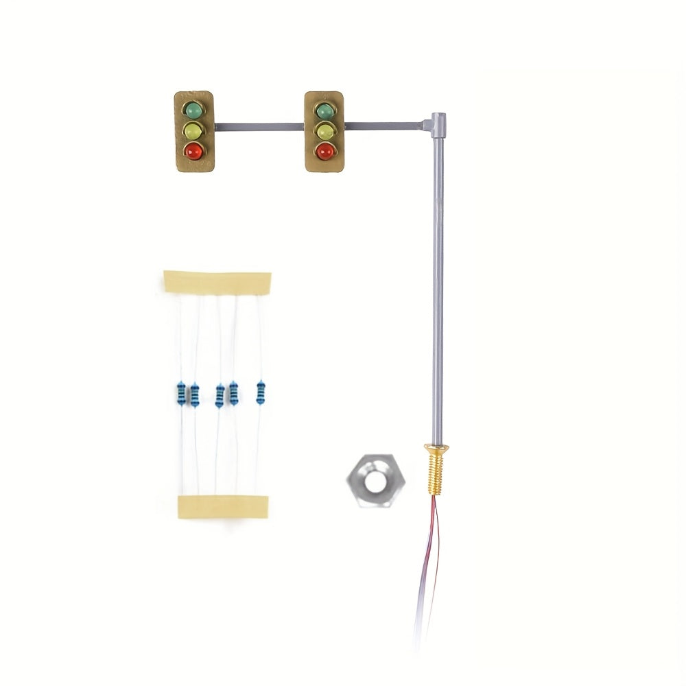1 Set N Scale Traffic Light & Crosswalk Model, LED Pedestrian Street Signal Light, Railway & Train Layout Accessories