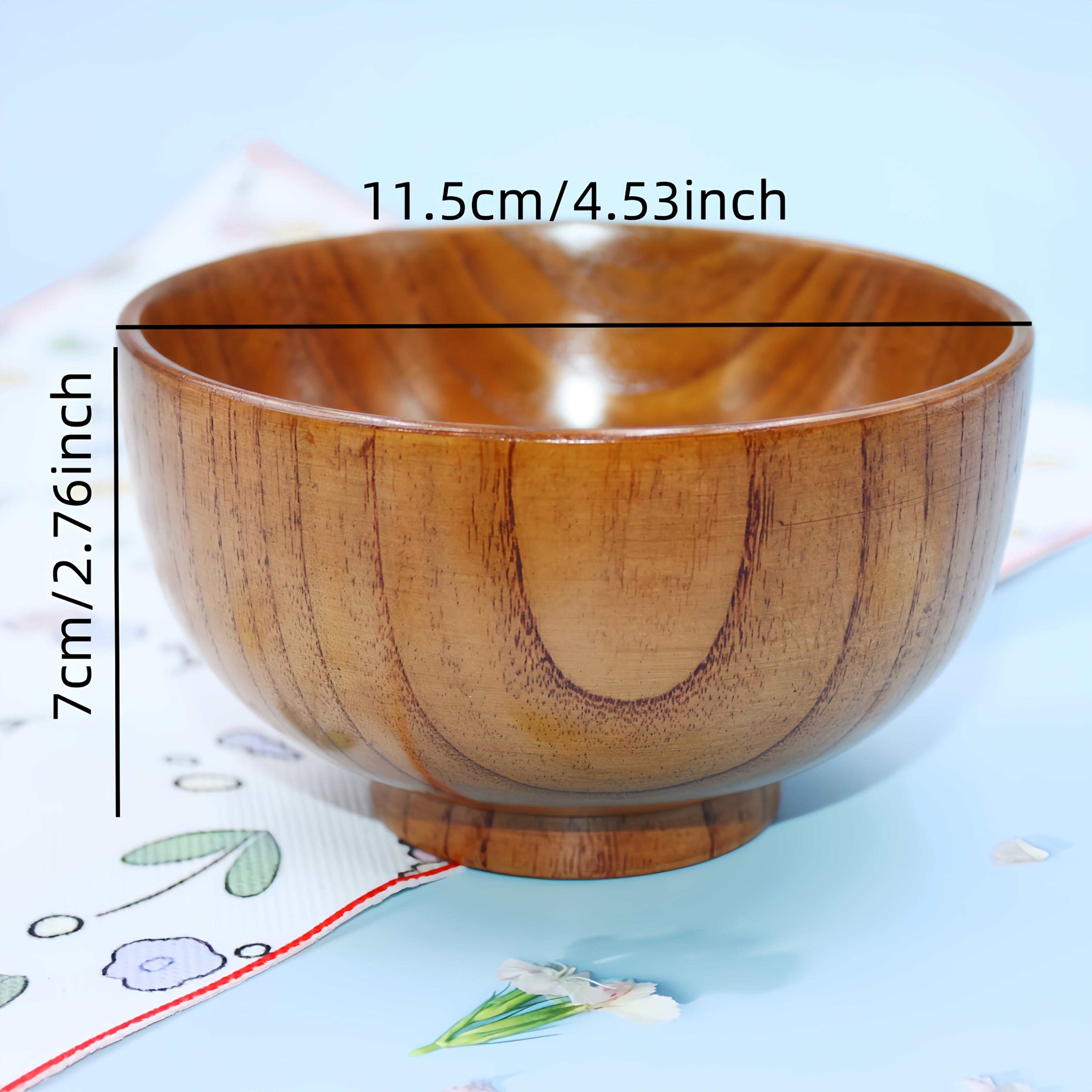 Japanese Vintage Solid Wood Bowl – Anti-Scald Protection for Home Use, Travel & Takeout Camping Drop-Proof Bowl, Kitchen Utensil – Rice Bowl, Noodle Bowl, Soup Bowl, Salad Bowl, Fruit Bowl, Jam Wooden Bowl