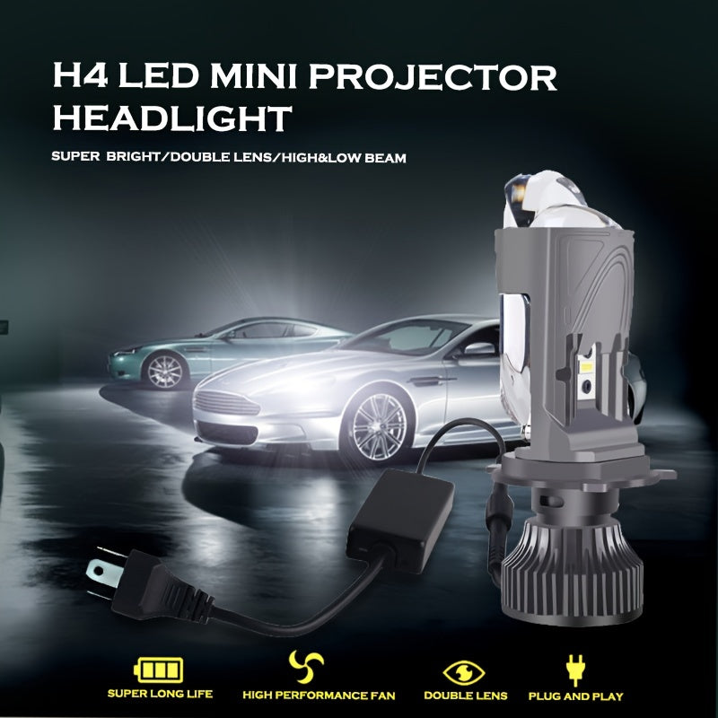 2个 BRIEYES A11 个迷你投影镜头 H4 HB2 9003 LED 大灯套件，10000LM 比卤素灯亮 400%，6500K 高低光束 AC/DC 9-80V 适用于汽车和卡车，不含电池